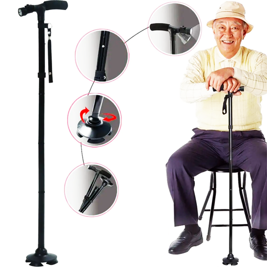 Canne de Marche Pliable avec Lampe LED