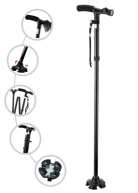 Canne de Marche Pliable avec Lampe LED