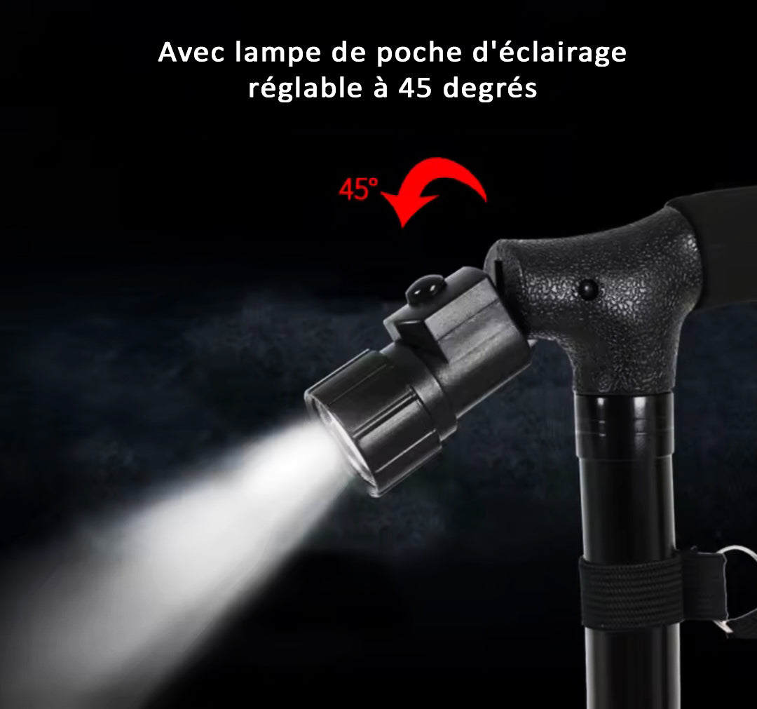 Canne de Marche Pliable avec Lampe LED